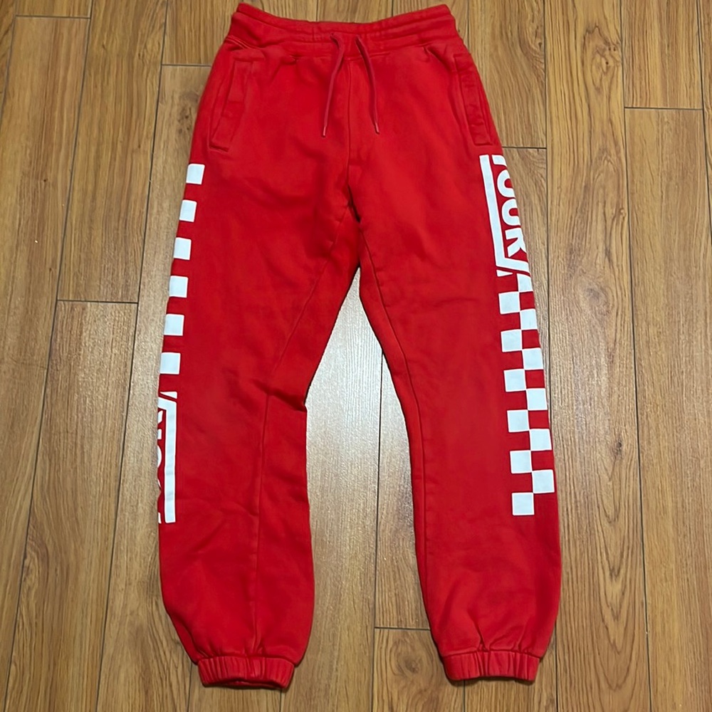 Team Bieber red sweatpants